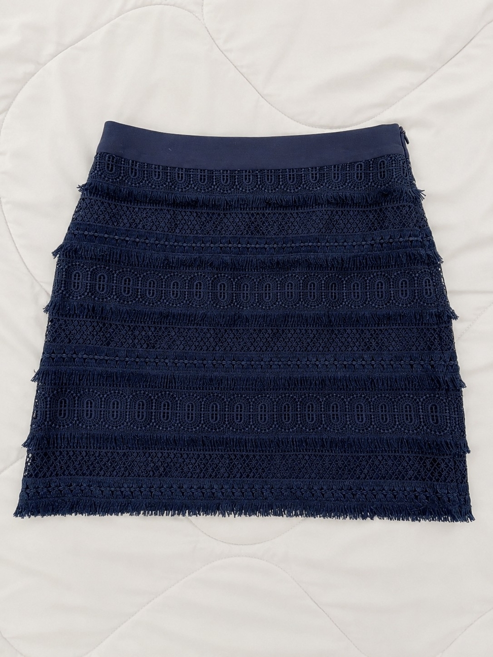 Milly Navy Crochet Lace Tiered Mini Skirt - Picture 1 of 1